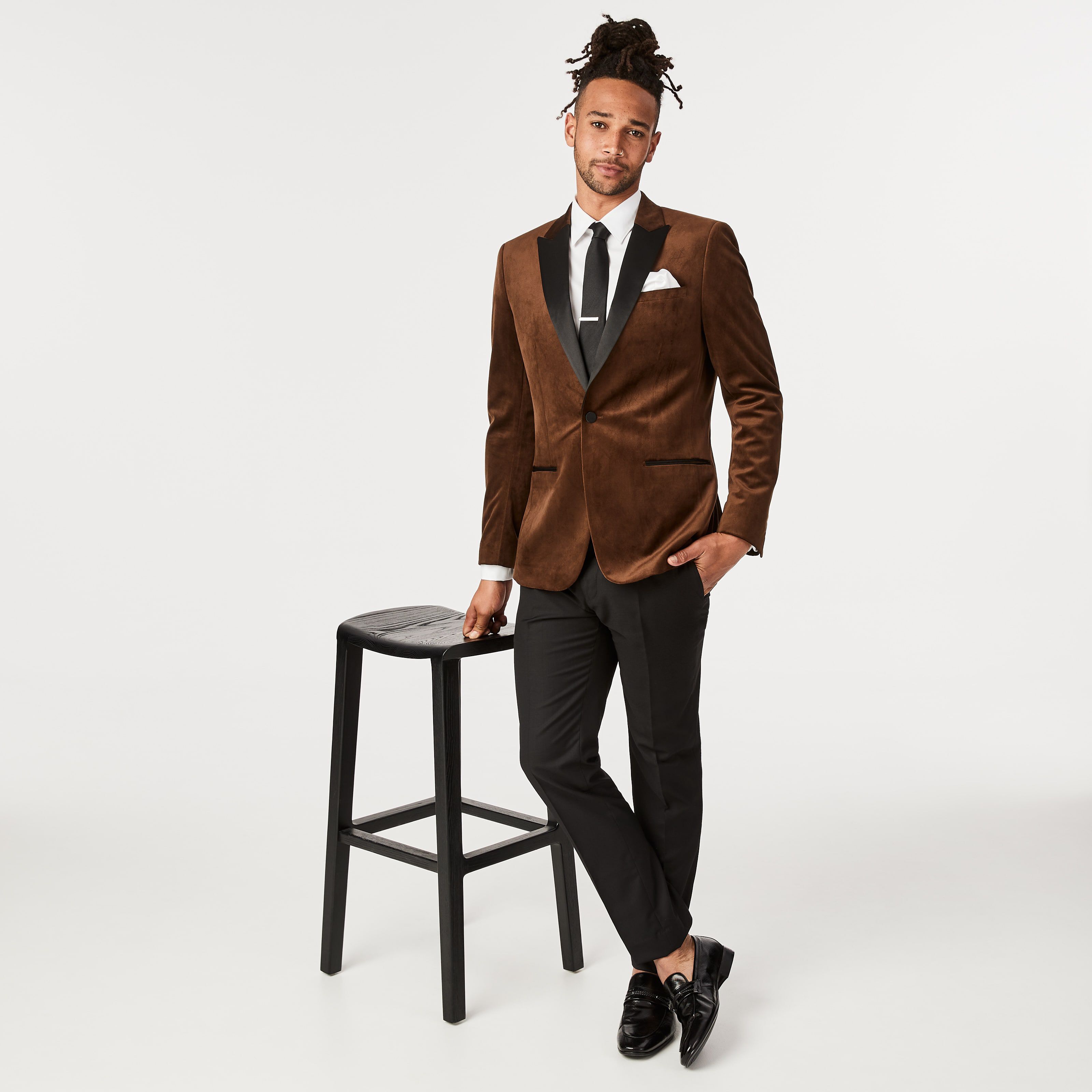 Slim Fit Satin Peak Lapel Tuxedo Jacket Chocolate Tuxedos